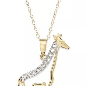 Gold and Silver Giraffe Pendant Necklace